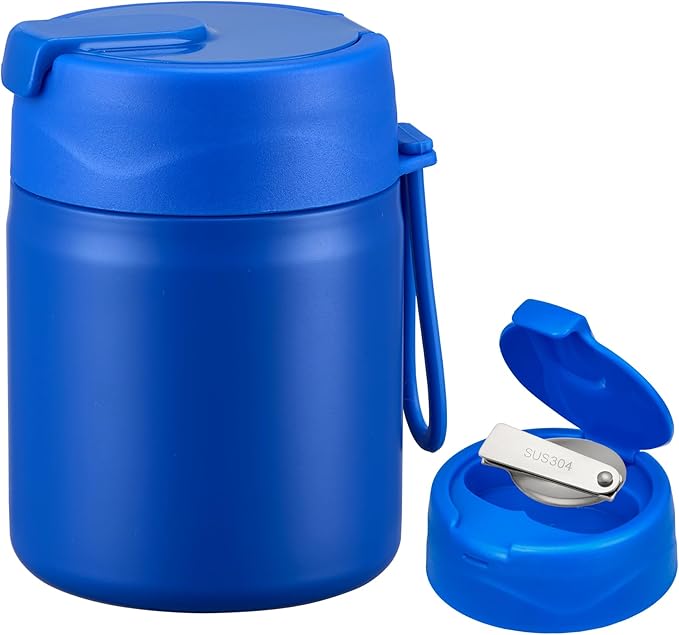17oz Soup Thermo for Hot Food Kids,Insulated Food Jar with Spoon,Thermo Hot Food Lunch Container,Wide Mouth Leakproof Stainless Steel Lunch Box for School(Blue)-BubblyBeeBaby