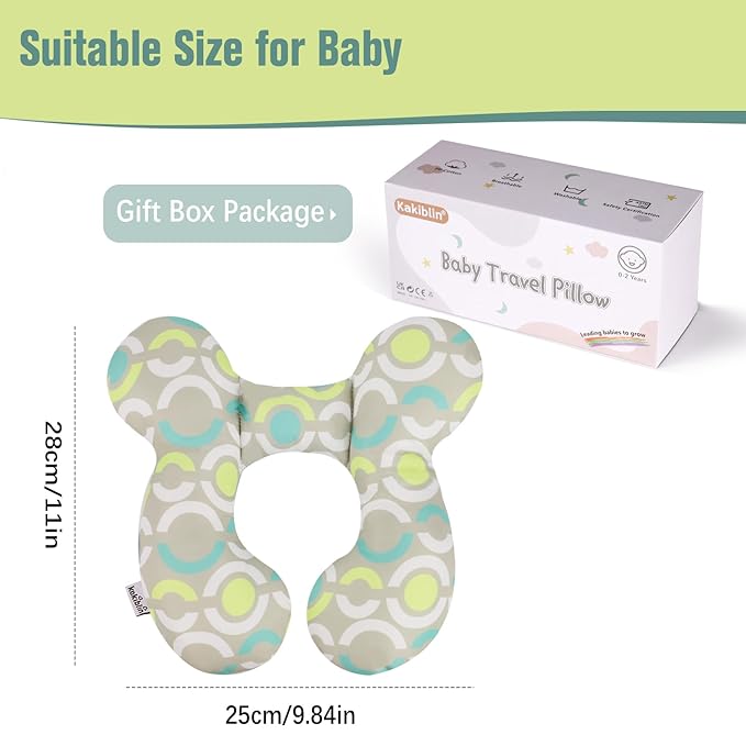 KAKIBLIN Baby Travel Pillow,Neck Pillows for Car Seat,Upgraded Baby Head Pillow,Toddler Head and Neck Support Pillow for Car Seat, Pushchair,Travel (Circle)-BubblyBeeBaby