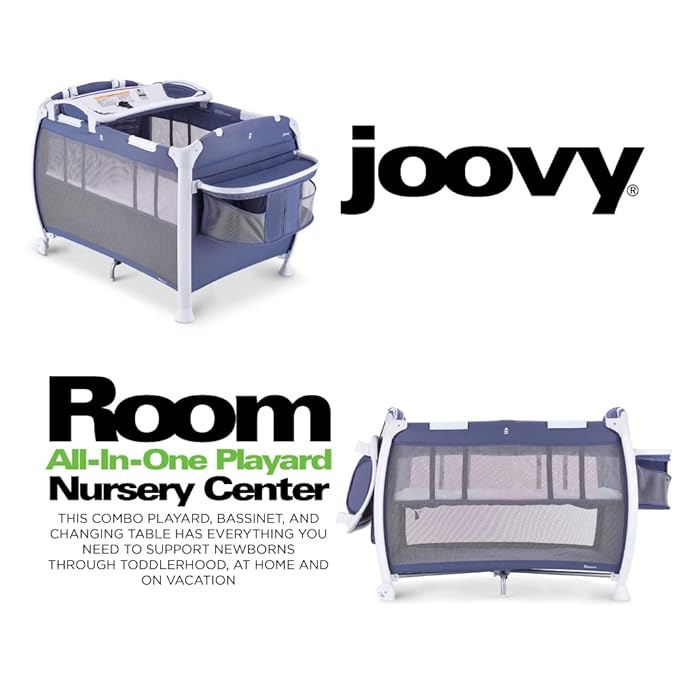 Joovy Room-Playard, Nursery Center, Bassinet, Changing-Table, Slate-BubblyBeeBaby