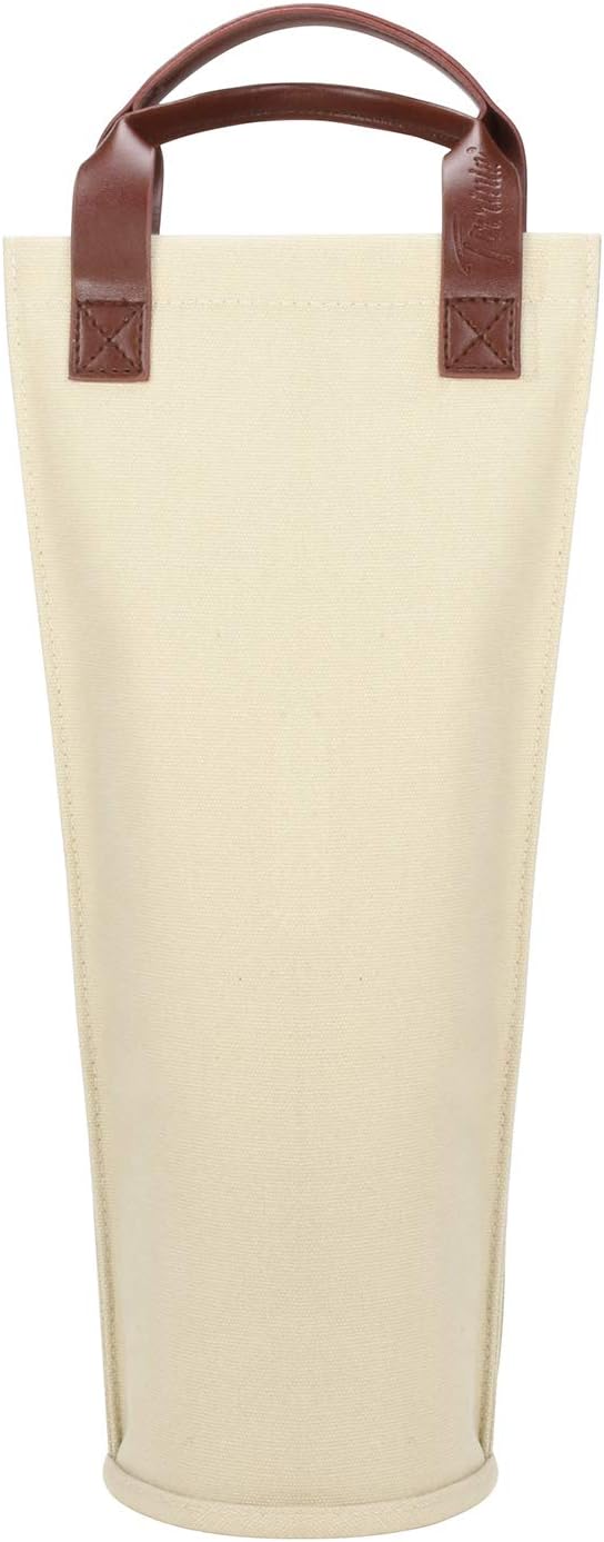 Tirrinia Single Wine Carrier Tote, Insulated Cooler Bag for Travel, Picnic & Gifts Padded Bottle Holder Tote for Men & Women, Canvas Beige