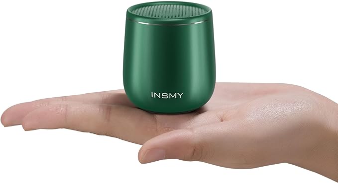 INSMY Small Bluetooth Speaker, Waterproof Mini Portable Wireless Speaker, Punchy Bass Rich Audio Stereo Pairing, Handheld Pocket Size for Hiking Biking Gift Laptop Tablet (Green)-BubblyBeeBaby
