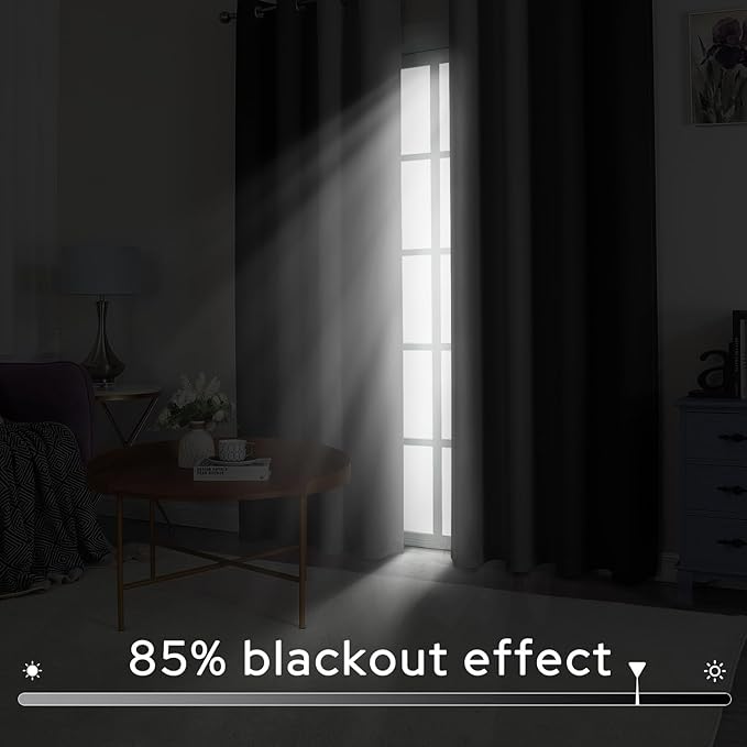 HOMEIDEAS Gray Grey Ombre Blackout Curtains, 52 X 96 Inch Length Gradient Color Room Darkening Curtains with Grommet Thermal Insulated Window Drapes for Living Room, Bedroom, 2 Panels-BubblyBeeBaby