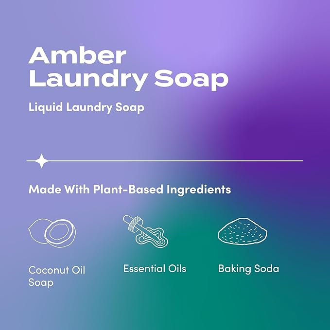 Indigo Wild Zum Clean Laundry Soap - Plant-Based Liquid Laundry Soap - Contains Baking Soda, Essential Oils & Saponified Coconut Oil - Amber - 64 fl oz-BubblyBeeBaby
