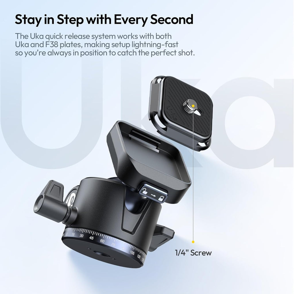 ULANZI Ombra ⅡCamera Tripod 61.5 Inch, 360° Ball Head Travel Tripod Stand with Uka Quick Release Plate for DSLR Sony Canon Fujifilm Camera Smartphone Vlogging Photography with Phone Mount Carry Bag