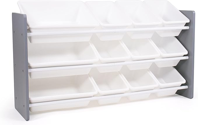 Humble Crew Made for Me Kids Toy Storage Organizer with 12 Storage Bins, Grey/White-BubblyBeeBaby