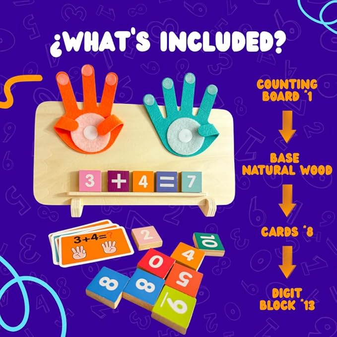 Montessori Educational Math Manipulatives Number Counting Kids 3 to 5 Homeschool Kindergarten, Interactive Learning Toy for Toddlers Preschoolers, Boys, Girls, Math Games, STEM Activities-BubblyBeeBaby