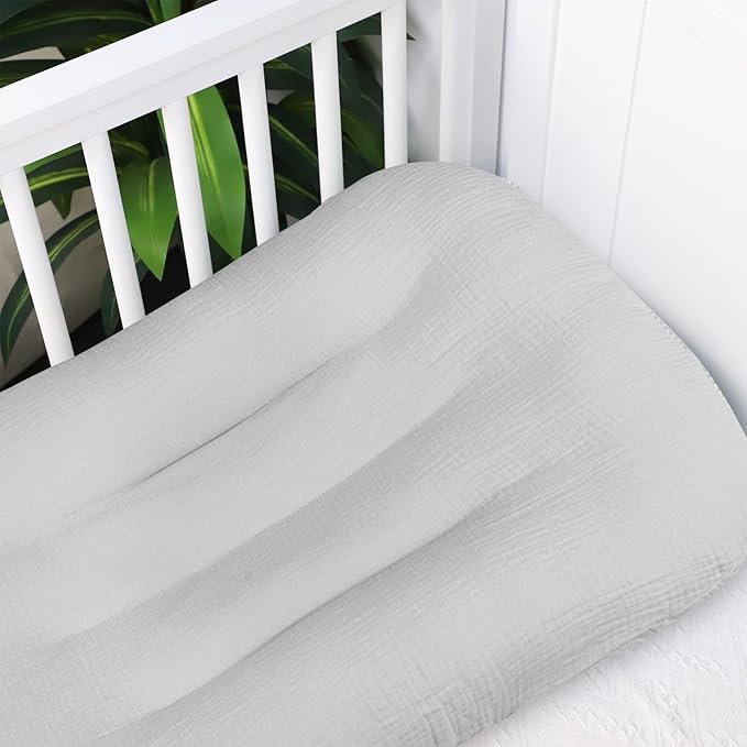 Hooyax Muslin Baby Lounger Cover Soft Organic Cotton Slipcover Fits Newborn Lounger for Baby Boys and Girls (Light Gray)-BubblyBeeBaby