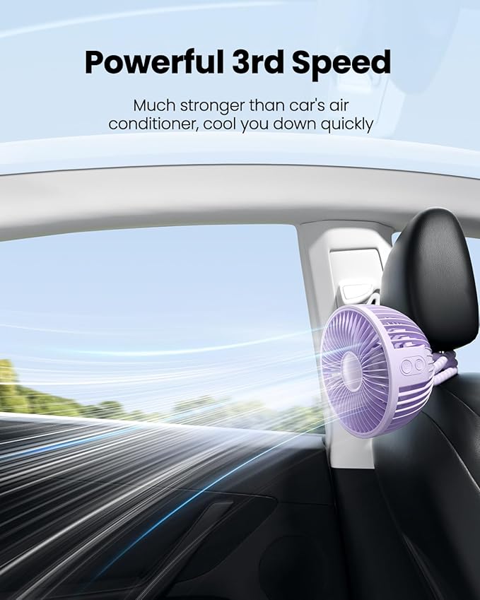 Gaiatop Oscillating Baby Stroller Fan with LED Night Light, 4 Speeds Cooling Rechargeable 360° Rotate Clip On, Battery Operated Small Portable Fans for Car Seat Crib Treadmill Travel-BubblyBeeBaby