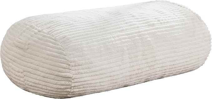 Hobestluk 5FT Bean Bag Chairs Adult Bean Bag with Portable Handle Comfy Large Bean Bag Lounge Chair with Removable Cover for Living Room Bedroom (Stripe White, 5FT)-BubblyBeeBaby