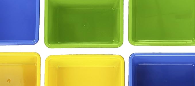 Humble Crew Kids Toy Storage Organizer with 12 Plastic Bins, White/Primary – Removable Bins for Playroom, Bedroom, Toddler Furniture for Boys and Girls Ages-BubblyBeeBaby