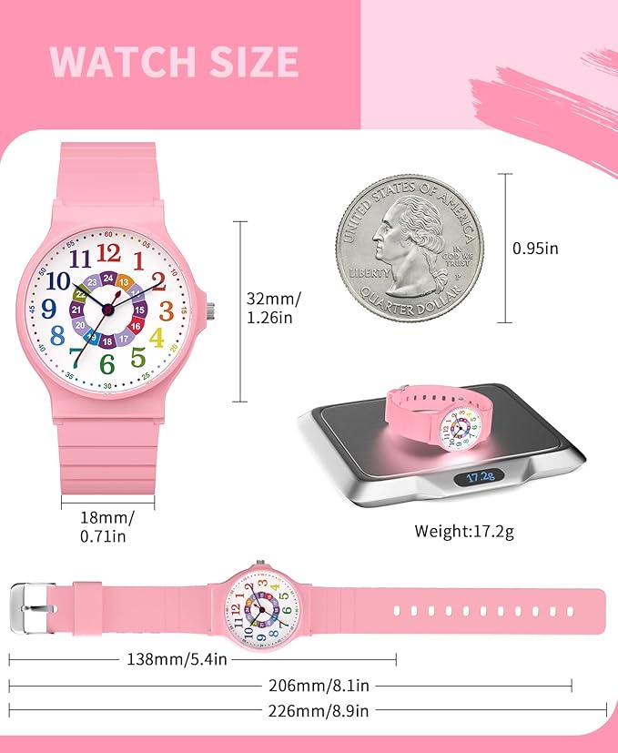 Kids Analog Watch Boys Girls, 30M Waterproof, Sports Watch for Boys, Easy to Read Children's Thin Dial Wrist Watches with Soft Band, for Ages 5-15 Kids Great Birthday Gifts Christmas Day-BubblyBeeBaby