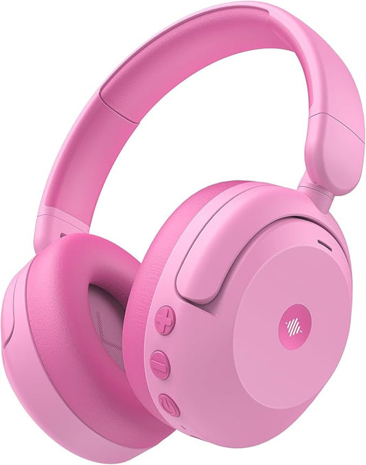 iClever BTH20 Active Noise Cancelling Headphones for Kids, 60H Play Time,Type C Fast Charging, Safe Volume 80dBA, Bluetooth5.4, Award-Winning Kids Headphones Wireless for iPad Tablet Airplane, Pink-BubblyBeeBaby