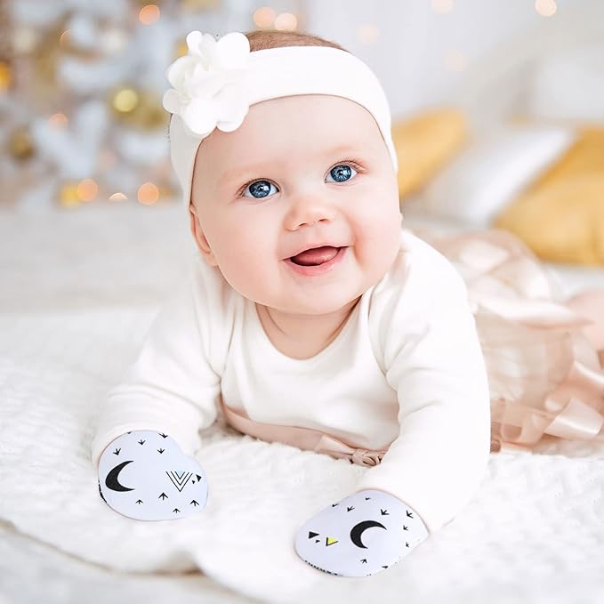 6 Pairs Newborn Baby Mittens No Scratch Gloves Infant Toddler Anti Scratch Essentials Unisex Cotton for 3-9 Months Girls Boys (Gray Series, Cool)-BubblyBeeBaby