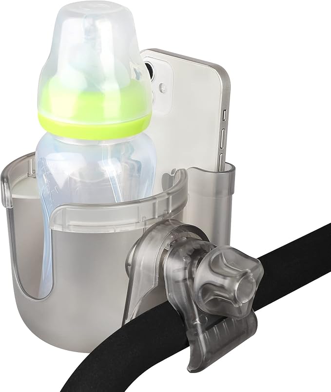 Accmor Stroller Cup Holder with Phone Holder, Bike Cup Holder, Universal Cup Holder for Uppababy Nuna Doona Strollers, 2-in-1 Cup Phone Holder for Stroller, Bike, Wheelchair, Walker, Scooter-BubblyBeeBaby