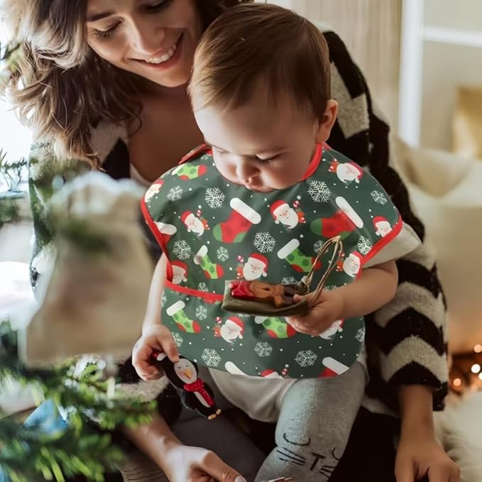 Baby bibs Waterproof Toddler bib - Feeding bib with Pocket for Infant Boy Girl Washable 6-36M-BubblyBeeBaby