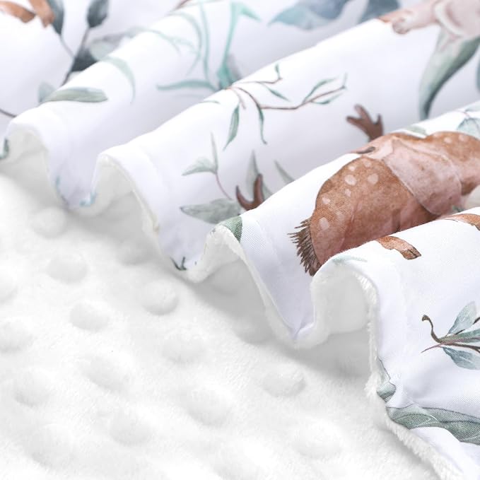 TANOFAR Baby Carseat Canopy, Peekaboo Opening Car Seat Canopy for Babies, Soft and Breathable Infant Carrier Canopy, Multi-use Baby Carrier, Stroller, Nursing Cover, Minky Blanket, Animal Leaf-BubblyBeeBaby