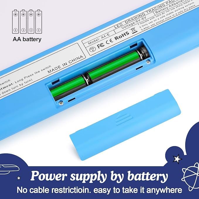 IMAGE Light Up Tracing Pad Blue Drawing Tablet Coloring Board for Kids Children Gift for Boys Girls (Includes 10 Traceable Sheets and Two Clips)-BubblyBeeBaby