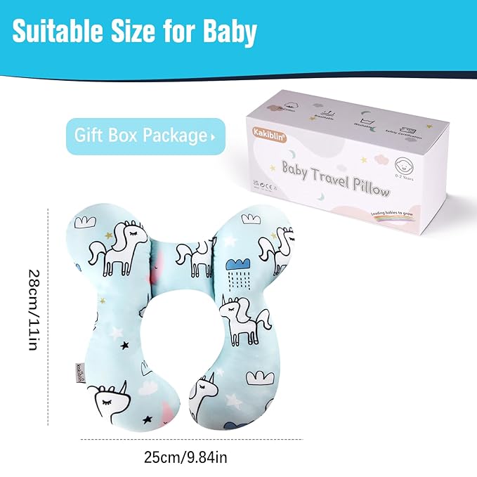 KAKIBLIN Baby Neck Pillow, Baby Travel Pillow, Baby Support Pillow,Upgraded Baby Neck Pillows for Car Seat Toddler Head and Neck Support Pillow for Car Seat, Pushchair(Unicorn)-BubblyBeeBaby