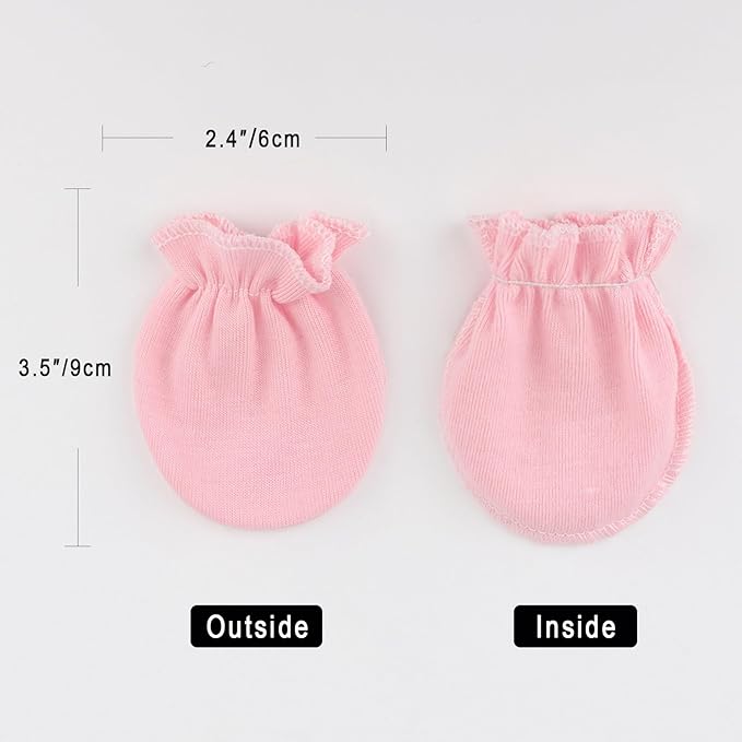 BQUBO Newborn Infant Toddler Mittens No Scratch Cotton Elastic Wrist Gloves Hypoallergenic for 0-6 Months Baby Boys Girls-BubblyBeeBaby