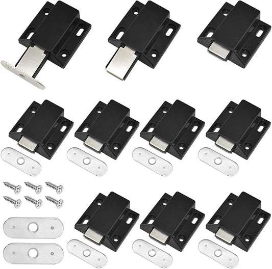 10 Pack Magnetic Push Latch Catch Push to Open Latch Pressure Touch Release Cabinet Catch for Doors Drawers Release Latch Kitchen Drawer Push Catch Pop Out Latch (Black)-BubblyBeeBaby