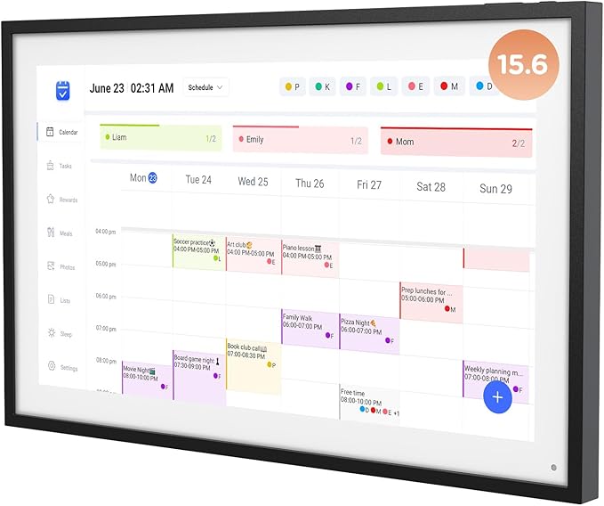 15.6 Inch Digital Calendar, Wall Electronic Desk Calendar, Full HD 1920 * 1080P IPS Touchscreen Interactive Display for Family Meal Planner Support - Streamline Household Organization-BubblyBeeBaby