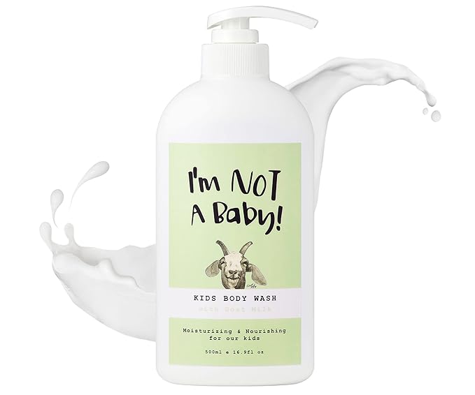I'm NOT A Baby! Kids Body Wash– Dermatologist Tested, Allergen free, Cruelty-free, PETA, Gentle for Kids, Goat Milk, 16.9 Fl Oz-BubblyBeeBaby