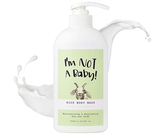 I'm NOT A Baby! Kids Body Wash– Dermatologist Tested, Allergen free, Cruelty-free, PETA, Gentle for Kids, Goat Milk, 16.9 Fl Oz-BubblyBeeBaby
