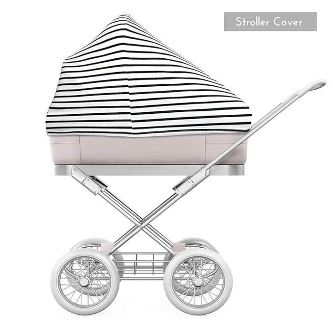 Yoofoss Nursing Cover Breastfeeding Scarf - Baby Car Seat Covers, Infant Stroller Cover, Strechy Carseat Canopy for Boys and Girls (Black Stripe)-BubblyBeeBaby
