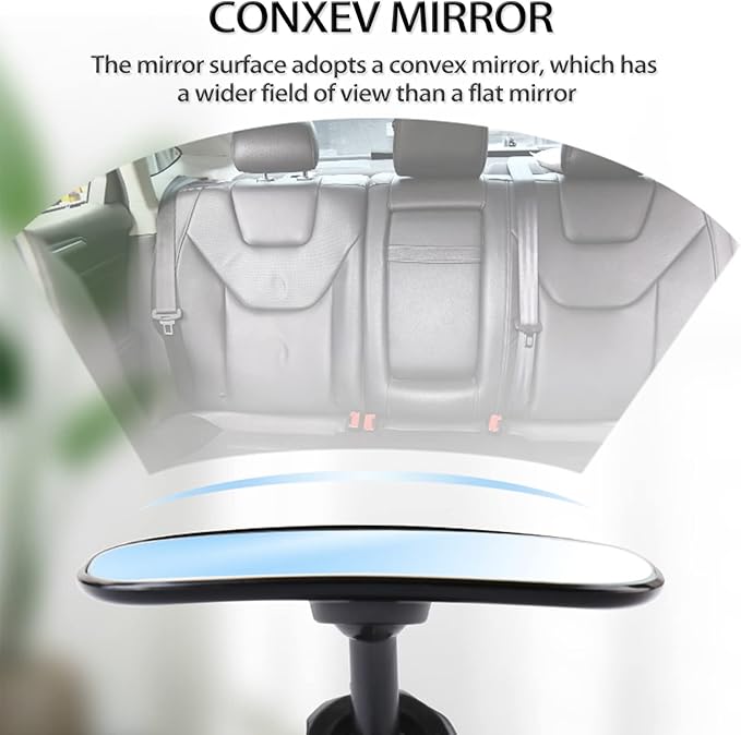 Universal Car Interior Rearview Baby Mirror Wide Angle Convex Mirror Clip-on mirrors for Viewing Rear Passengers-BubblyBeeBaby