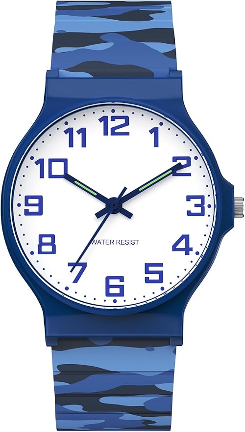 Kids Analog Watch Boys Girls, 30M Waterproof, Sports Watch for Boys, Easy to Read Children's Thin Dial Wrist Watches with Soft Band, for Ages 5-15 Kids Great Birthday Gifts Christmas Day-BubblyBeeBaby