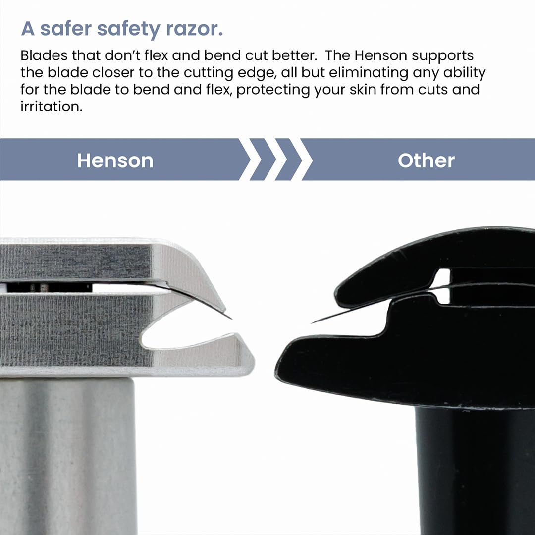 Henson Shaving Razor - Jet Black Double Edge Safety Razor with 5 Spare Blades - 30° Angled Precision With Superior Blade Rigidity- Reusable Single Blade Razors For Men and Women - Mild Aggression