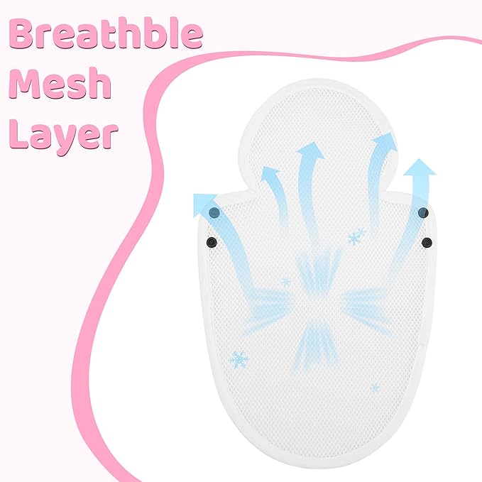 Pro Goleem Breathable 3-in-1 Baby Car Seat Head Support, Soft Infant Car Seat Insert, Carseat Cushion for Newborn, Perfect for Car Seat, Strollers, Swings, Carrier, Bouncer, Pink and White-BubblyBeeBaby