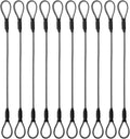 3.3mm Steel Wire Rope Outdoor Travel Security Cable Lock,Braided Steel Coated Safety Cable Luggage Lock,Safety Cable Wire Rope Chain Lock Double Loop Lightweight (Black, 12in/10Pcs)