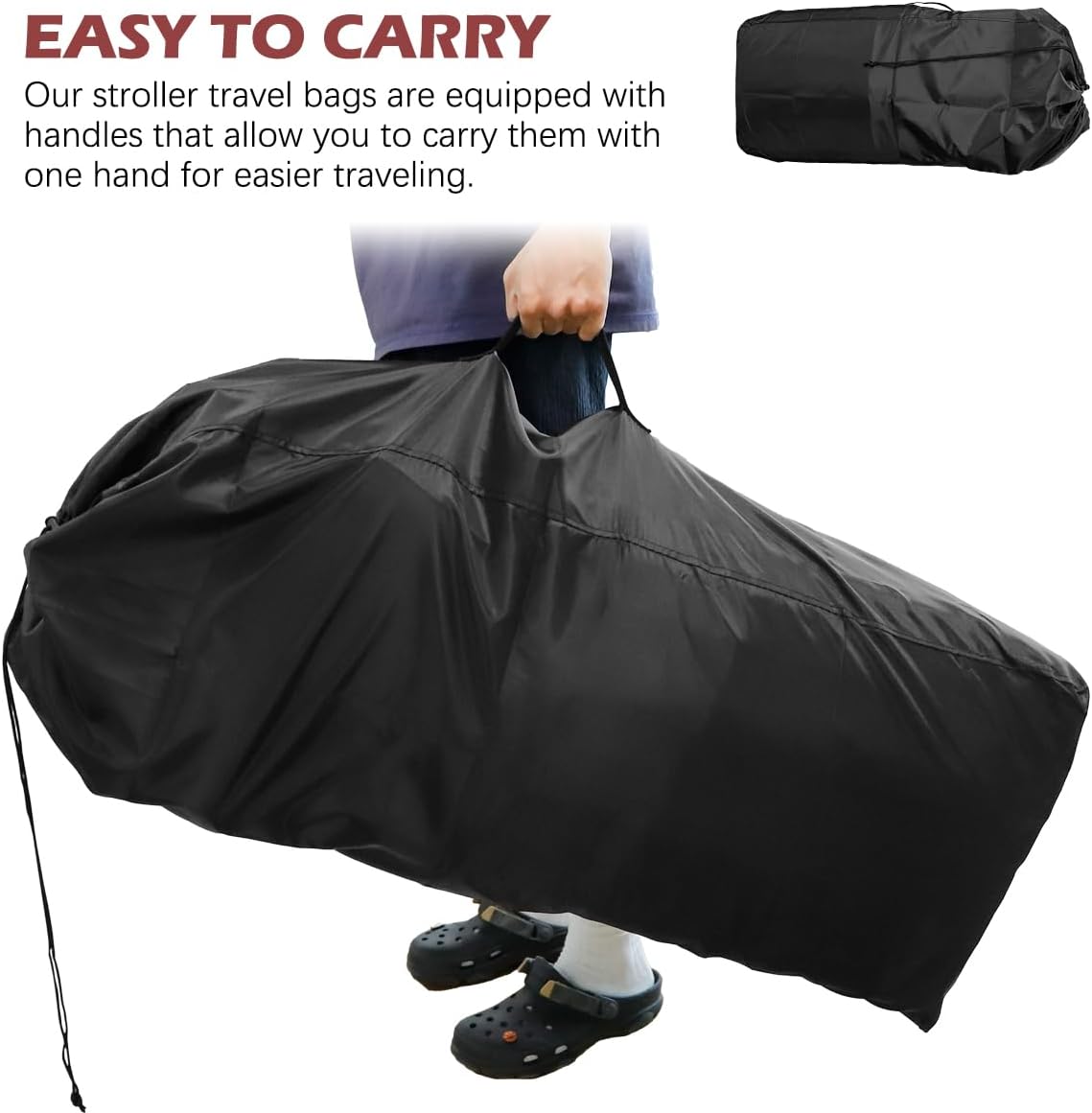 DOERDO Stroller Transport Bags, Large Foldable Carrying Storage Bag for Airplane Gate Check Train Travel, 19.6x23.3Inch