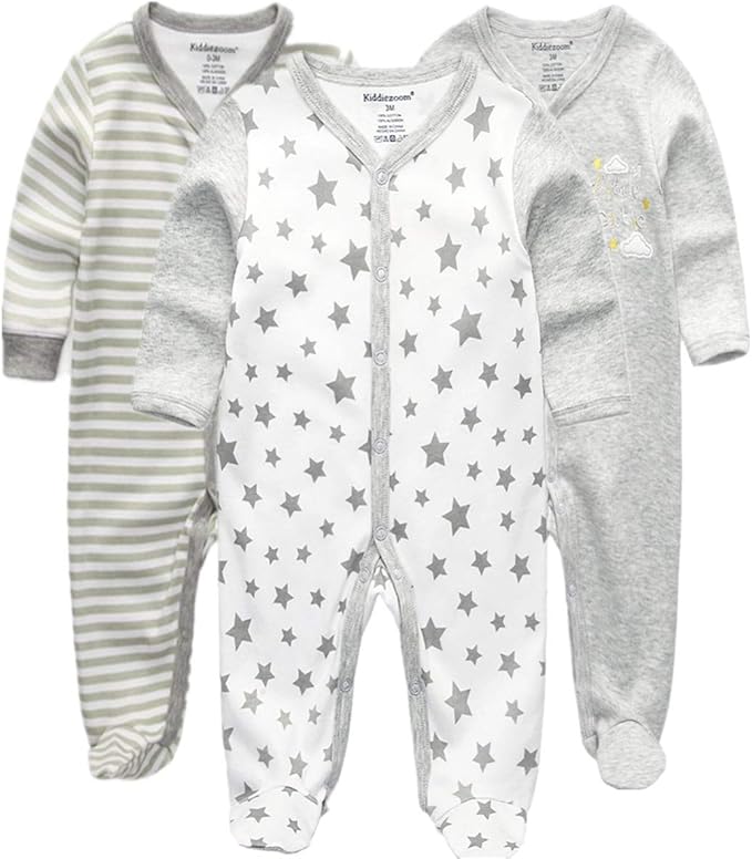 Kiddiezoom Baby and Toddler Boys'Snug Fit Footed One-Piece Romper Jumpsuit Cotton Cotton Footed Outfit-BubblyBeeBaby