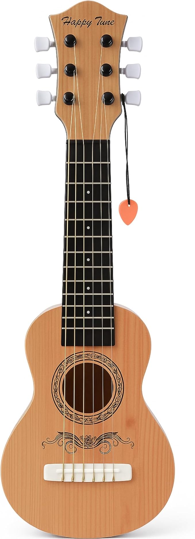 23" Acoustic Guitar, Kids 6 String Toy Guitar - Realistic Steel Strings - Beginner Practice First Musical Instrument for Children, Toddlers (Natural)-BubblyBeeBaby