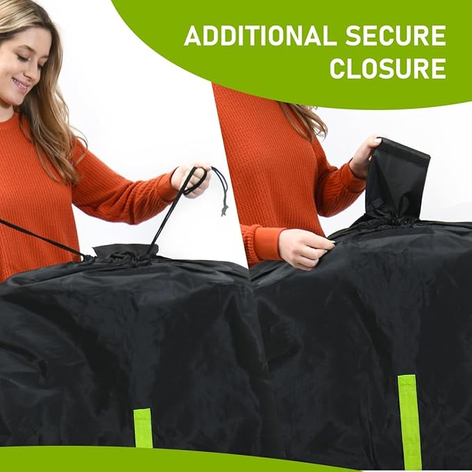 Travel Stroller Bag for Airplane, Black and Green, 47" H x 24" W x 15" D, Fits Most Large, Single, Double, Jogging Strollers,Waterproof, Heavy-Duty Protection, Easy-to-Carry Design-BubblyBeeBaby