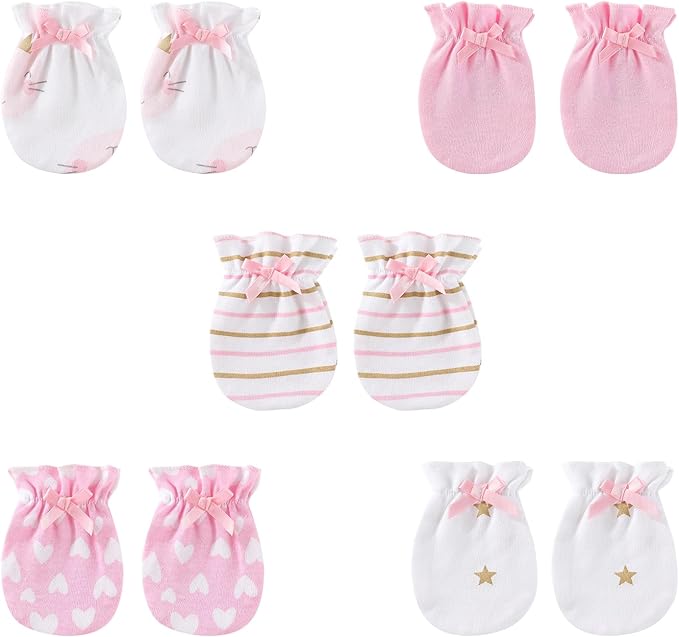 5 Pairs Baby Not Scratch Mittens 0-6 Months New Born Boy Girl Gloves Cute Infant Accessories-BubblyBeeBaby
