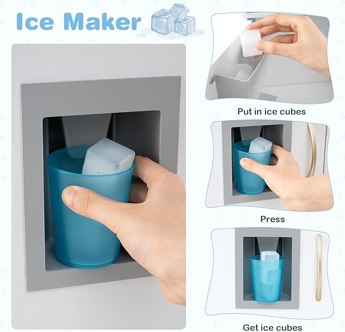 HONEY JOY Kids Kitchen Playset, Wooden Little Chef Pretend Toy Kitchen Set w/Chalkboard, Telephone, Utensils, Oven, Microwave, Sink, Storage, Play Kitchen for Toddlers Boys Girls, White Golden-BubblyBeeBaby