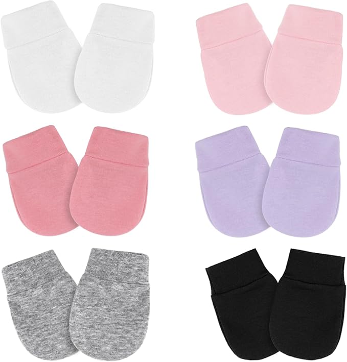 Newborn Baby Mittens No Scratch Cotton Elastic Wrist Gloves Infant Toddler Mittens for Baby Boy Girl 0-6 Months-BubblyBeeBaby
