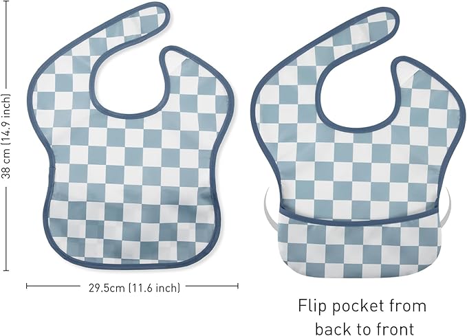 Mess Proof Baby Bib 3 Pack, Waterproof Led Weaning Baby Feeding Bibs with Food Catcher, Travel Feeding Bibs-BubblyBeeBaby