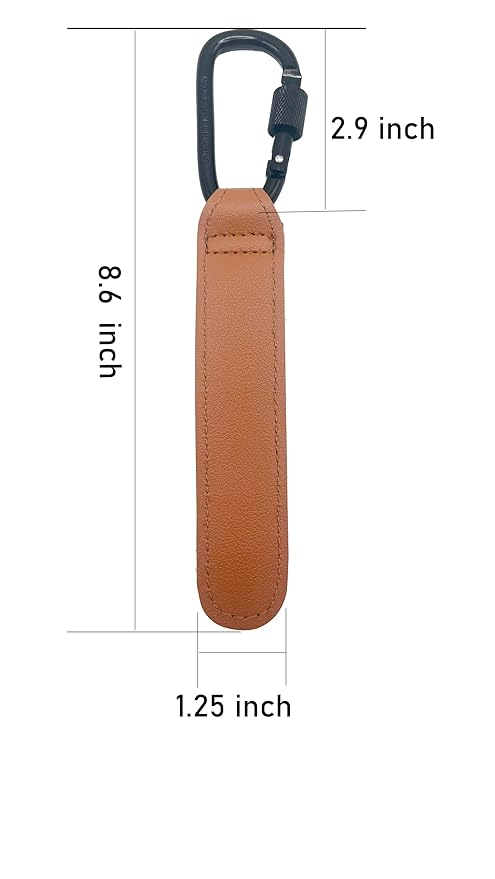 3 Pcs Baby Stroller Hook, Carry 20 lbs per Stroller Carabiner Clip, Adjustable Baby Stroller & Car Seat Hook for Hanging Diaper Bag, Wheelchair, Shopping and Pet Cart(Leather)-BubblyBeeBaby