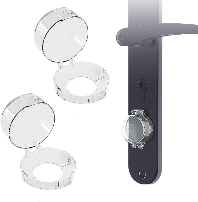 2 Pack Deadbolt Child Safety Lock Cover, Child Proof Door Knob Cover, Large Size Door Safety Deadbolt Lock for Kids, 2.76 * 2.14"-BubblyBeeBaby