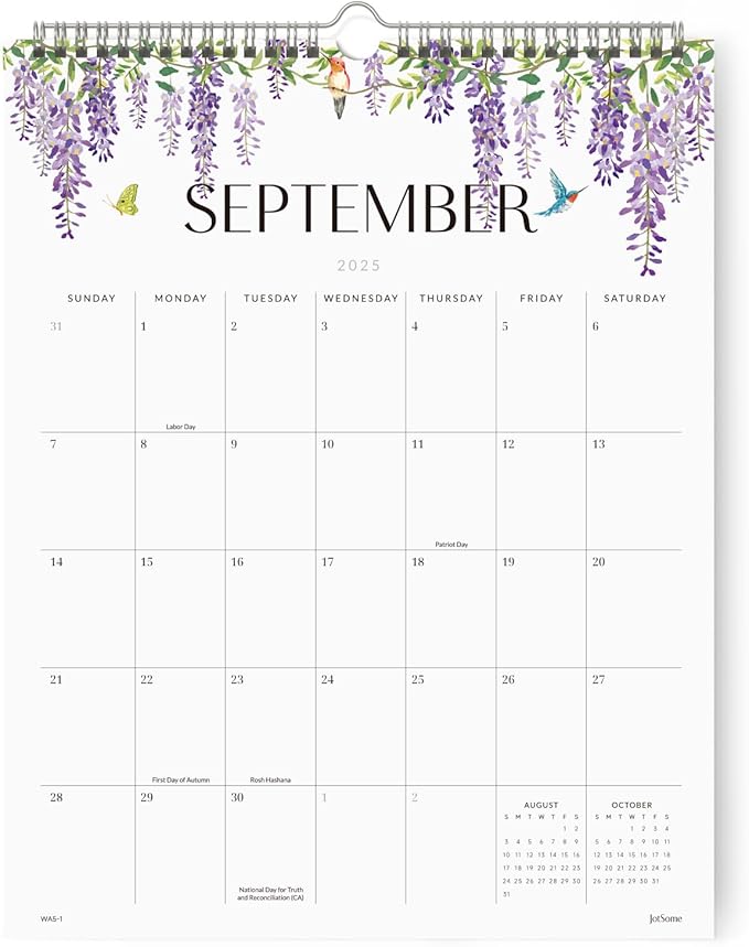 Jotsome Wall Calendar 2025-2026, Academic Monthly Wall Calendar From July 2025 to December 2026 11.2x14.2 inch Wall Decoration for Home and Office, Easy Planning (Florals, 11.2" x 14.2")-BubblyBeeBaby