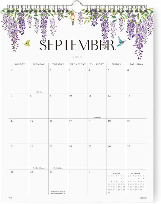 Jotsome Wall Calendar 2025-2026, Academic Monthly Wall Calendar From July 2025 to December 2026 11.2x14.2 inch Wall Decoration for Home and Office, Easy Planning (Florals, 11.2" x 14.2")-BubblyBeeBaby