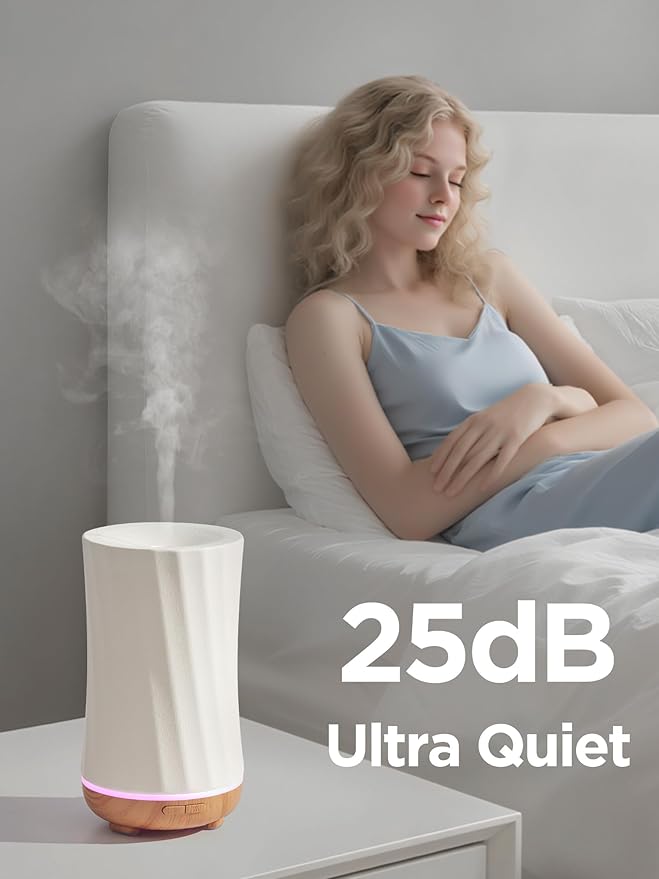 InnoGear 150ml Ceramic Oil Diffuser, Handcrafted Stone Essential Oil Diffuser Aromatherapy Diffusers Ultrasonic Cool Mist Humidifier Vaporizor with 2 Mist Modes Waterless Auto Off for Room Office Home-BubblyBeeBaby