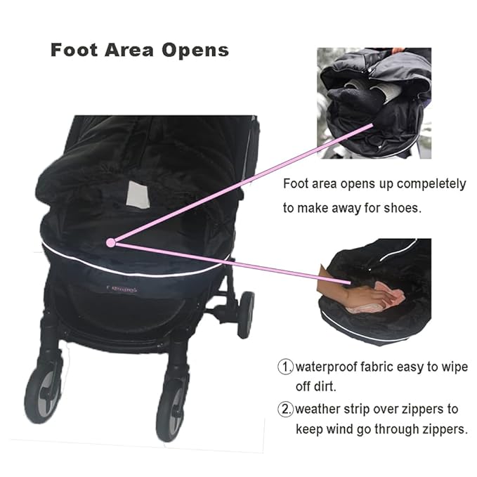 German Designed Universal Stroller Bunting Bag, 5 Way Zippers Style for Baby Easy In & Out of Water Repellent Blanket, Height/Temperature Adjustable Anti-Kick Winter Sleeping Bag-BubblyBeeBaby