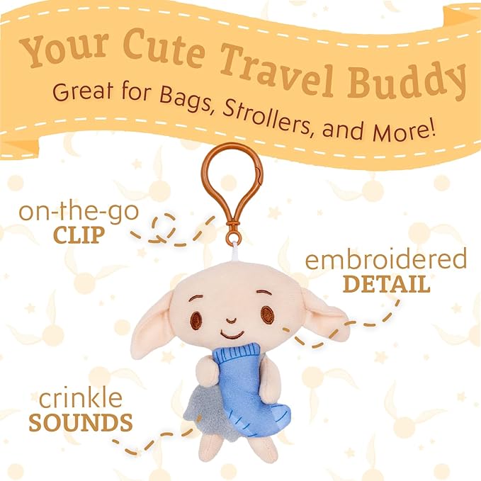 Harry Potter Dobby Plush Clip On Sensory Toys for Toddlers 1-3, Halloween Baby Toys & Learning Toys for Kids, Soft Elf Plushie Baby Halloween Toys-BubblyBeeBaby
