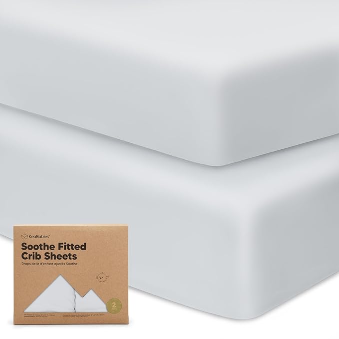 KeaBabies 2-Pack Organic Crib Sheets for Boys, Girls - 52x28 Fitted Crib Mattress Sheet Neutral, Breathable Jersey Cotton Cover for Baby Bed, Toddler Mattress, Soft & Cute Prints (Hazy)-BubblyBeeBaby