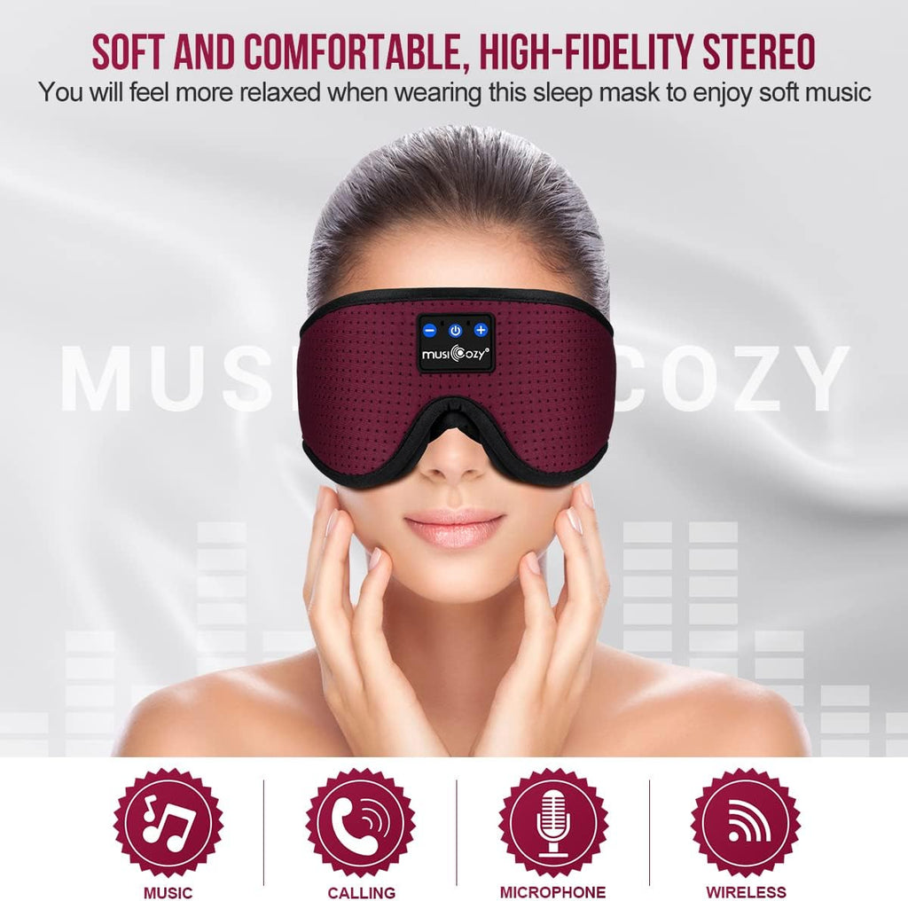 MUSICOZY Sleep Headphones Bluetooth 5.4 Headband Sleeping Eye Mask for Mom Women Men Wireless Music Earbuds Earphones for Side Sleepers Built-in HD Speakers Cool Gadgets Unique Gifts